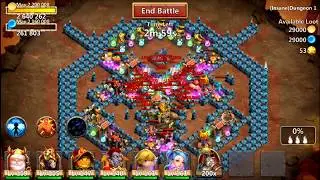 Castle Clash (CC)-  Insane Dungeon 1/1 (ID1-1)  for F2P with Multiple Heroes
