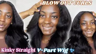 BLOW OUT CURLS! ✨ Kinky Straight V-Part Wig Install + Style | ft. Ali Pearl 💖