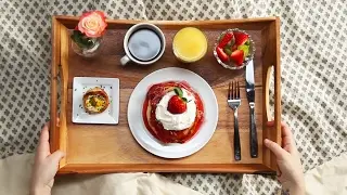 Strawberry Shortcake Pancake Breakfast In Bed