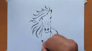Easiest way to draw a Horse - line art