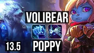 VOLIBEAR vs POPPY (TOP) | 3/0/2, 300+ games | KR Master | 13.5