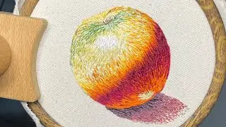 Apple embroidery. Step 30 #embroideryforbeginners #threadpainting #embroiderydesign #art
