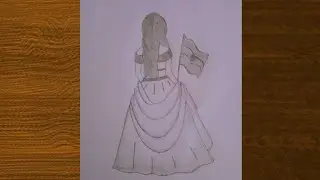 How to draw a girl with Indian flag | Girl with Indian flag | easy drawing | beginners art 