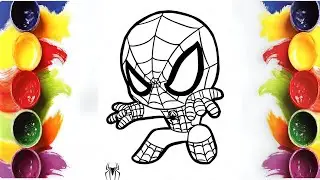 Coloring Mini Spider-Man | Cute Spider-Man Coloring Page | Marker Art | MINI ARTIST WORLD