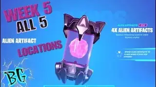 WEEK 5 ALIEN ARTIFACTS ALL 5 LOCATIONS - GAMEPLAY AND VICTORY ROYALE (Fortnite battle royale)