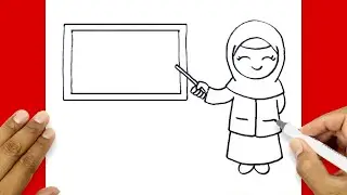 Gambar Guru Yang Gampang | Cara Menggambar Guru Perempuan