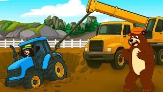 The Bear's Garage: Rescue Tractor Stuck in Hole with Crane | Garage 2