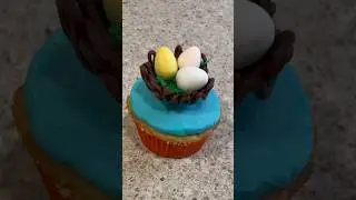 Chocolate Nest with Eggs Cupcake 🪺 #cupcake #easter #cupcakes