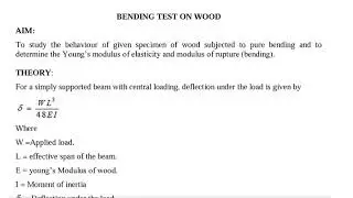 MT lab 1 Bending test on timber beam