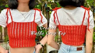 How To Crochet Waffle Crop Top Tutorial || Crochet Net Crop Top DIY