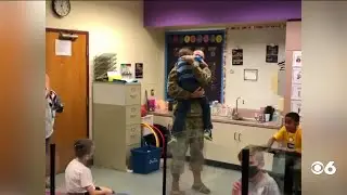 Military dad surprises Amelia fourth-grader after year-long deployment