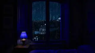 STOP ! Insomnia Night Relief | 3 Hours Natural Rain Sounds at a Blue Window for Sleep & Focus Sounds