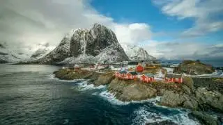 Hamnoy village on Lofoten Islands, Norway timelapse