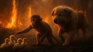 Monkey NA NA and Fluffy Dog rescue ducks trapped in fire