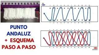 PUNTO ANDALUZ en Telar CON ESQUEMA - Diagrama PASO A PASO