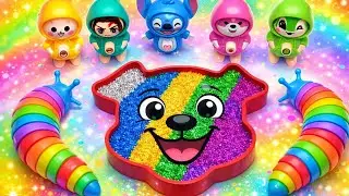 Satisfying Video I Puppy Rainbow Glitter Glow Slime 🌈✨ | Color Mixing ASMR