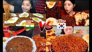 Famous Korean Mukbangers VS Famous Indian Mukbangers ( Black Bean Noodles Edition )
