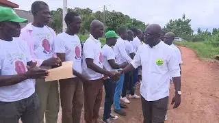 Moise Gnamk&eacute;,Firmin Miant&eacute;,Sabine Kanin,Cl&eacute;mentine Coulibaly en campagnes &agrave; Facobly.