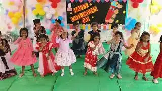 I am so happy 😀# sr.kg Girls # Children's day celebrations 🎊# SMART KIDS 🧑‍🎓