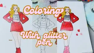 🎀Coloring Time 🎀Satisfying and amazing coloring with glitter pen/ Marker ASMR