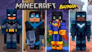 All Batman Suits in Minecraft x Batman DLC | Minecraft Bedrock (PC, Xbox, PS4, Nintendo, Mobile)