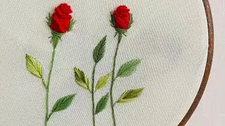 3D rose bud embroidery