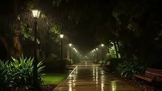 Peaceful Rainy Night Walk Under Street Lights 🌧️  Relaxing Rain Sounds for Deep Sleep & Relaxation