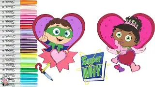 Super Why Coloring Book Pages Princess Pea and Whyatt Valentine's Day