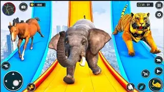 Monkey and all animal ramp walk through running on cow 🐄 drive 3d gameplay