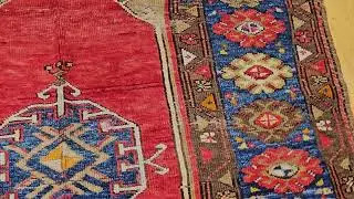 19th Century Turkish Anatolian Village Area Rug in Red, Blue, The Persian Knot Gallery, SKU: 1591