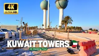 Kuwait Towers 🇰🇼 Kuwait Walking Tour 4K VIDEO | مدينة الكويت