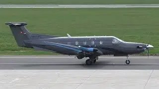 Pilatus PC-12/47E takeoff at Graz Airport | HB-FWI