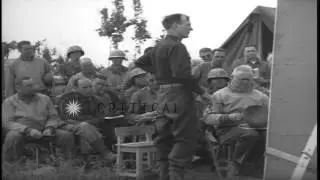 US Army Generals George P Hays and Willis D Crittenberger briefing officers in It...HD Stock Footage