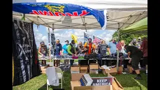 Merchandise tent at Back the Blue rally in Watertown on Saturday, Aug. 22, 2020