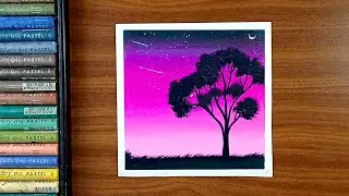 Night drawing | Oil pastel drawing for beginners | Nature drawing
