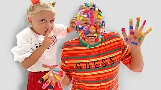 Alice and dad on roller skates get into a Lego trap