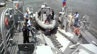 Rigid Hull Inflatable Boat entering BRP Mariano Alvarez