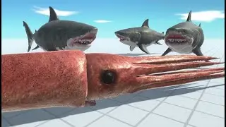 Big Squid vs Whale Shark Megalodon vs Godzilla Animal Revolt Battle Simulator 1000