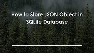 How to Store JSON Object in SQLite Database