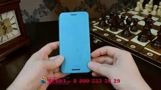Чехол-книжка из кожи на жёсткой металлической основе для HTC Desire 626 /626 G+ Dual Sim бирюзовый
