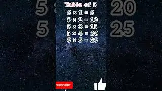Table #multiplicationtable #tableof5