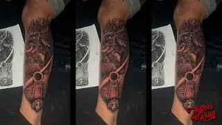 Time-Lapse: Aztec Warrior & Eclipse Tattoo | Full Forearm Sleeve