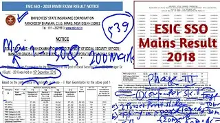 ESIC SSO Mains Result 2018 || ESIC SSO Mains Cut off 2018 || ESIC SSO Phase-lll Preparation 2018 Pro