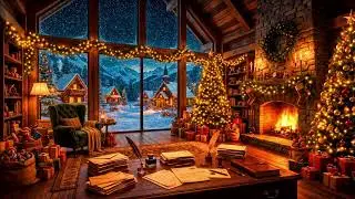 Cozy Winter Jazz Radio ❄️ Snowstorm & Fireplace Ambience [Live] | Sleep & Read