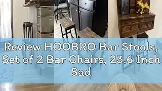 Review HOOBRO Bar Stools, Set of 2 Bar Chairs, 23.6 Inch Saddle Stools, Kitchen Counter Seat with Fo
