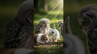 The Kitten Takes Care of the Hungry Puppy So They Share a Meal #cute #pets #animalfriends
