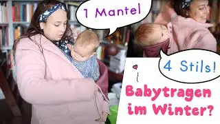 Babytragen im Winter mit dem Mamalila Kapuzen-Tragemantel aus Wollwalk
