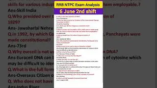 RRB NTPC Paper Analysis 2025| 06 june 2nd shift RRB NTPC| RRB NTPC exam review| RRB NTPC gkgs#ntpc