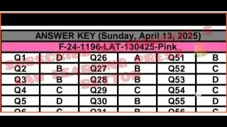 LAT TEST 13 APRIL 2025 ANSWERS KEYS PINK BOOK HSC OFFICIAL RESULT ! LLB ENTRY TEST 13/04/2025