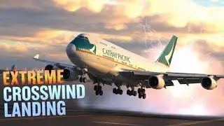 BOEING 747 Cathay Pacific Makes Extremely Difficult Crosswind Landing at Hongkong Airport